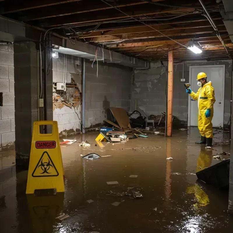 Flooded Basement Electrical Hazard in Glasford, IL Property